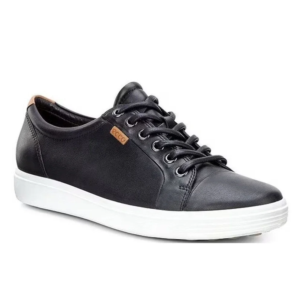 ECCO Soft 7 Black Leather Lace Up Sneakers Women's Size 39